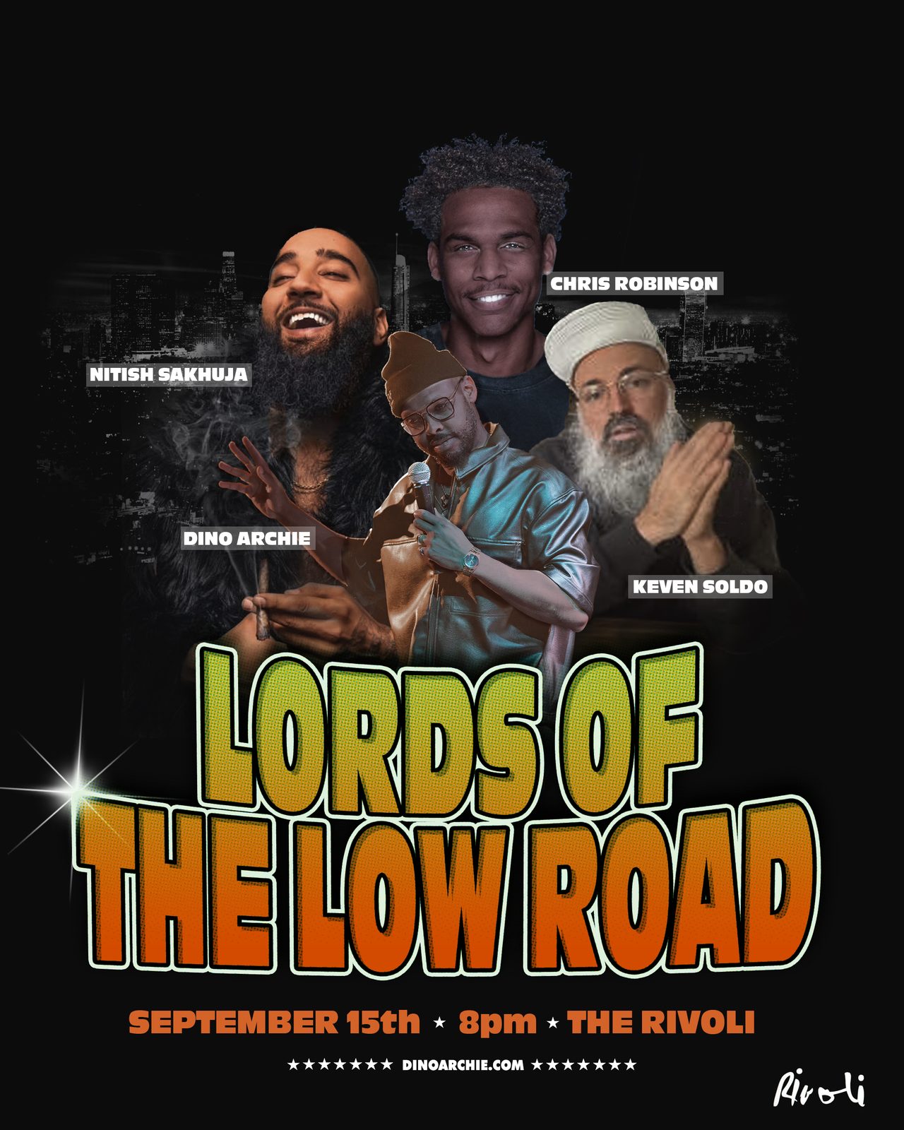 Dino Archie — Lords Of The Low Road, The Rivoli lineup poster by James Marshel