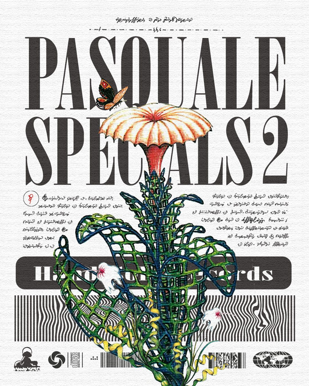 Pasquale Specials 2 — skeleton on chair surreal illustration, album art for Hand’Solo Records by James Marshel
