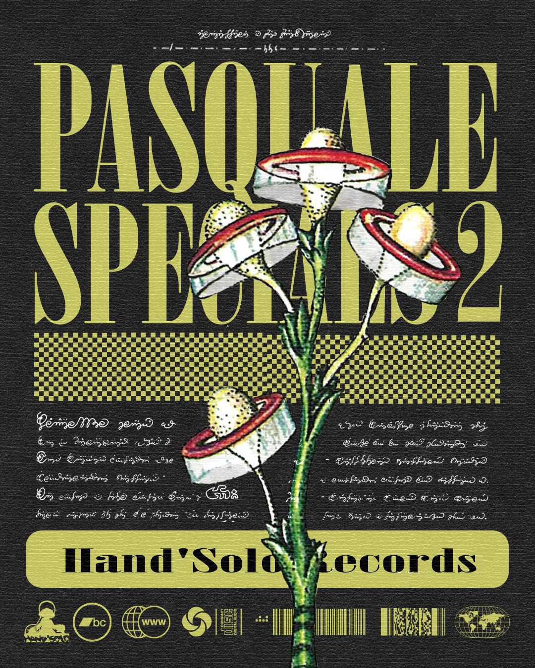 Pasquale Specials 2 — green fern botanical illustration, album art for Hand’Solo Records by James Marshel
