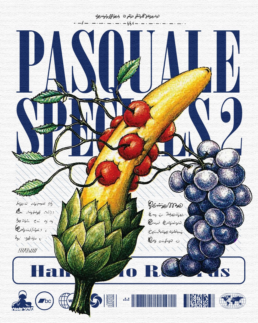 Pasquale Specials 2 — striped fish illustration, album art for Hand’Solo Records by James Marshel
