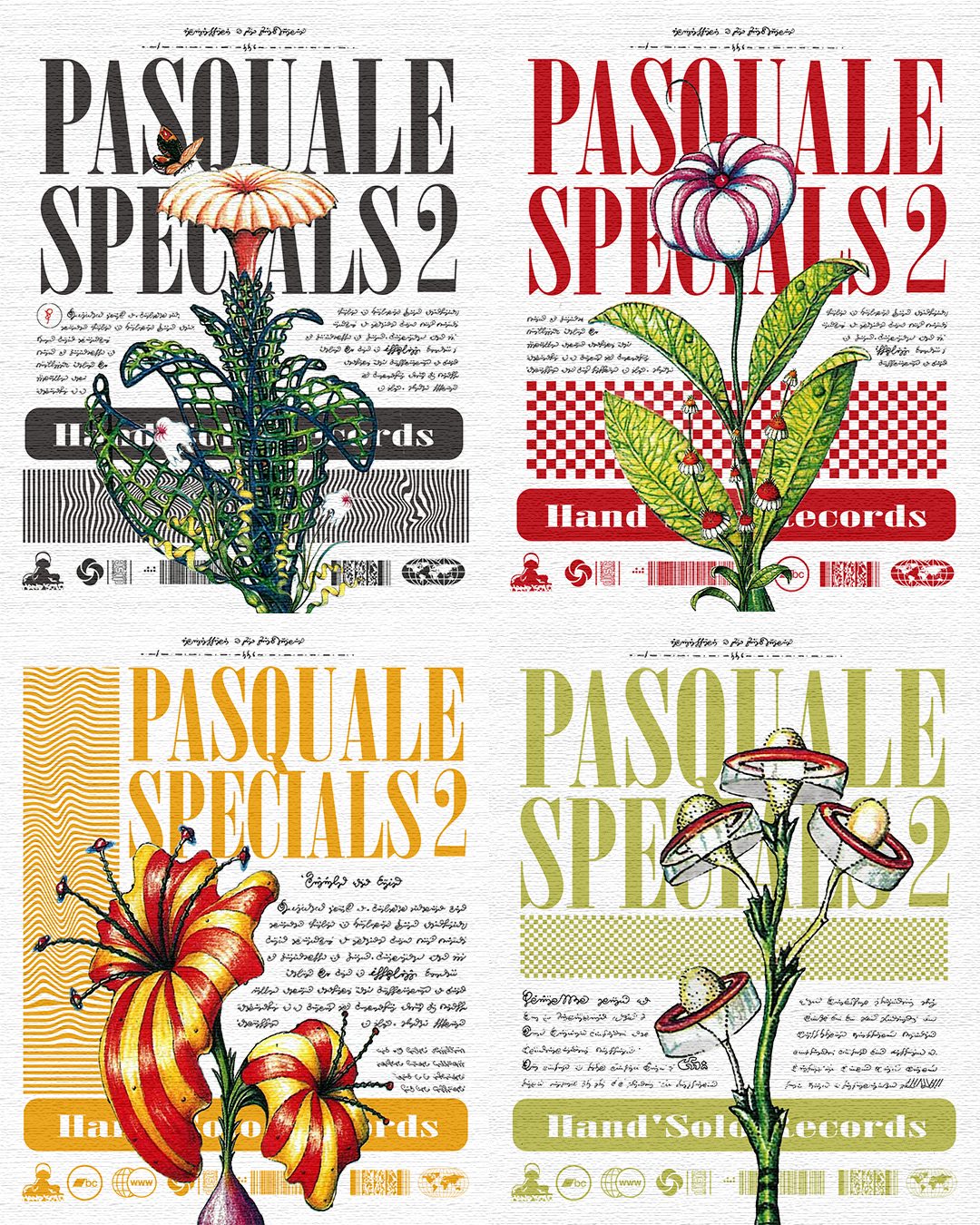 Pasquale Specials 2 — rhino and bird illustration, album art for Hand’Solo Records by James Marshel