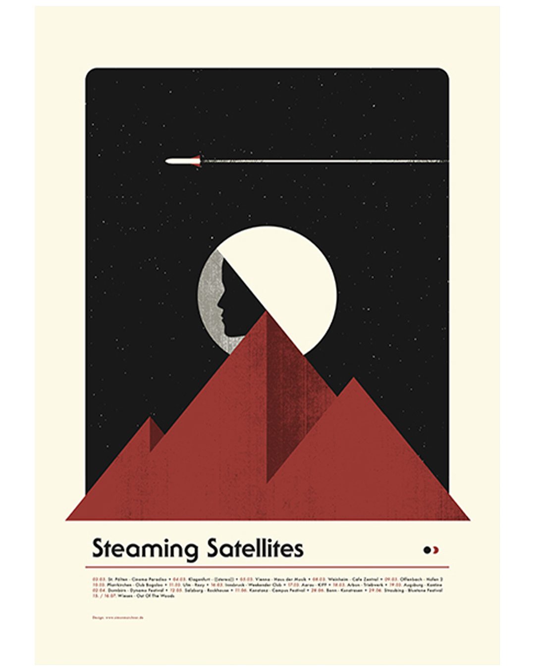 Steaming Satellites — tour poster by James Marshel