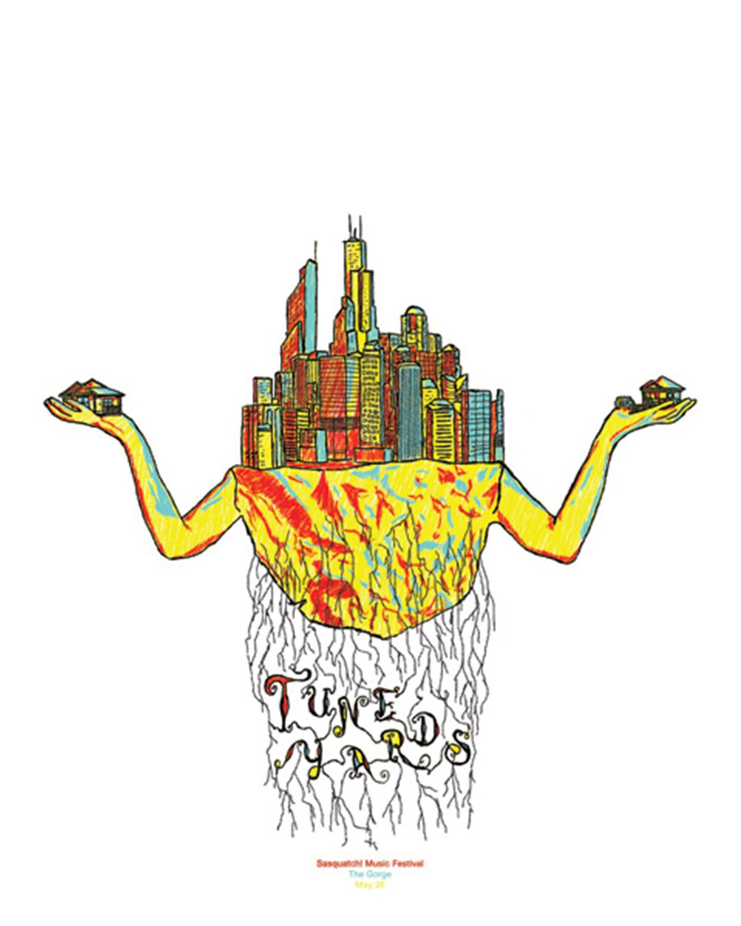 Tune-Yards — Sasquatch Music Festival illustrated gig poster by James Marshel